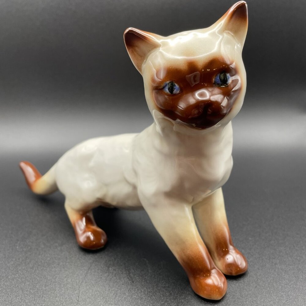 Vintage Golden Crown E & R Austria Porcelain Cat Figurine